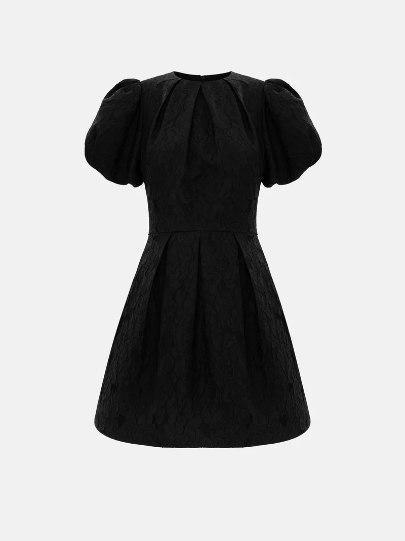 Lichi Voluminous jacquard mini dress with puff sleeves