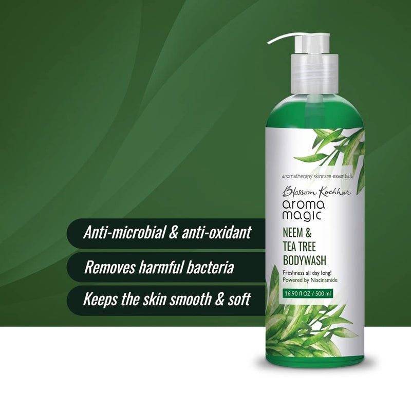 Aroma Magic Neem Tea Tree Body Wash Pwrd by 5 Niacinamide Removes harmful bacteria protects with antimicrobial antioxidant properties with neem oil tea tree oil Apple cider vinegar 250ml - Image 2