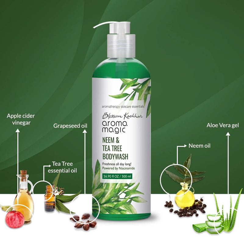 Aroma Magic Neem Tea Tree Body Wash Pwrd by 5 Niacinamide Removes harmful bacteria protects with antimicrobial antioxidant properties with neem oil tea tree oil Apple cider vinegar 250ml - Image 5