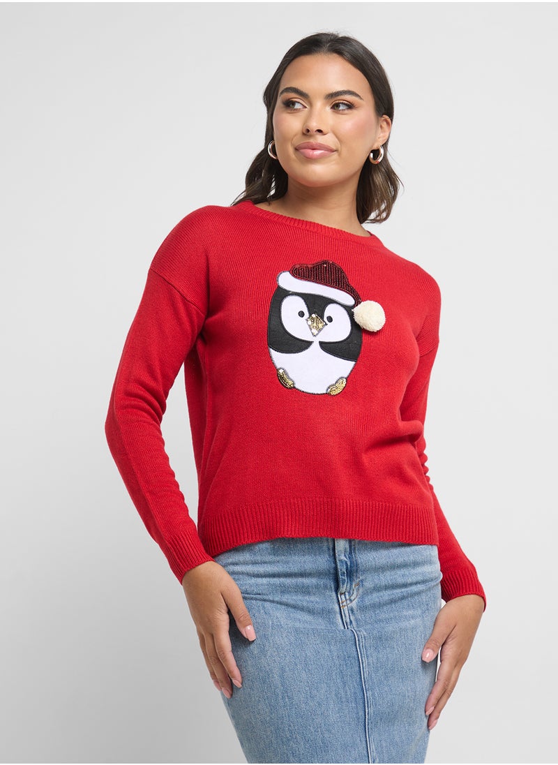 جينجر Penguin Applique Sweater  - Image 1
