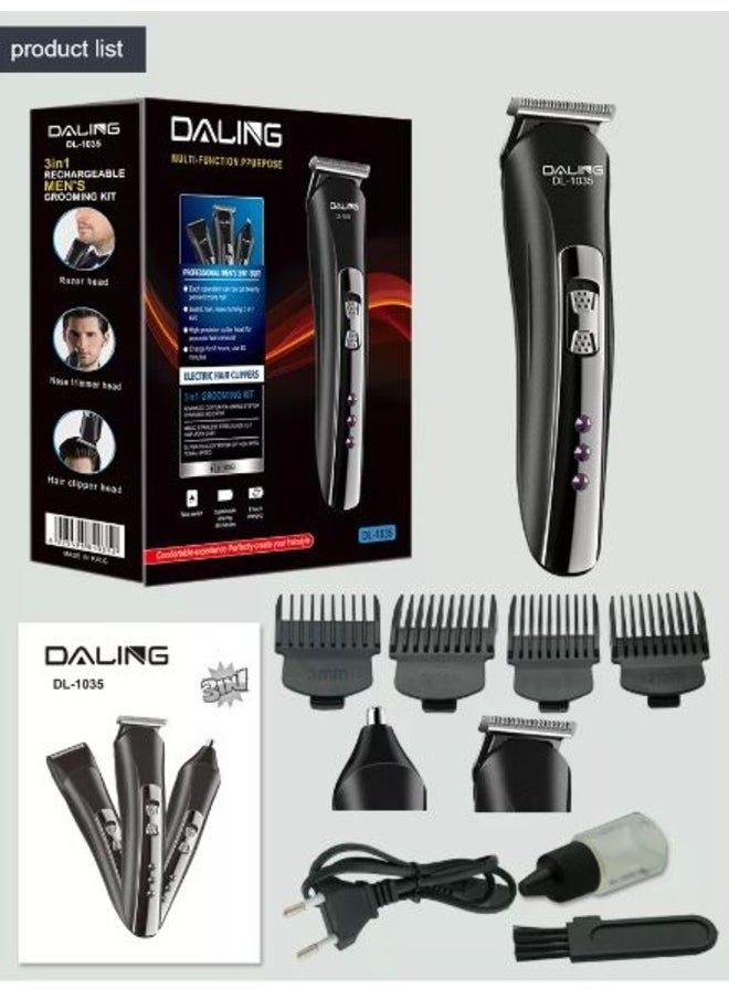 Daling DL-1035 3 in1 Electric Rechargeable Hair Trimmer Cordless Hair Cutting Nose Hair Shaver High Quality  - Image 2