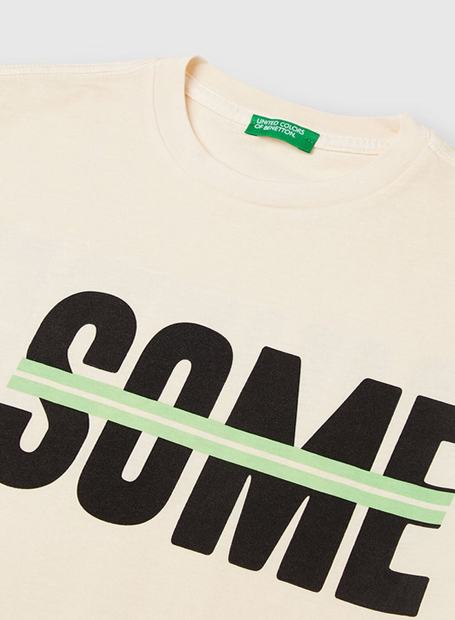 Benetton Boys T-Shirt With Print On Front And Back - Image 2