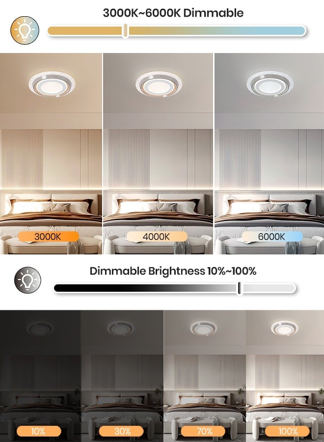 YATAI LIGHTING مصباح سقف مروحة LED، مروحة مثبتة بعمق 19.6 بوصة قابلة للتعتيم مع ضوء، محرك 6 سرعات، 3 درجات حرارة للون، تحكم عن بعد، تشطيب قهوة لغرفة النوم وغرفة المعيشة - Image 2