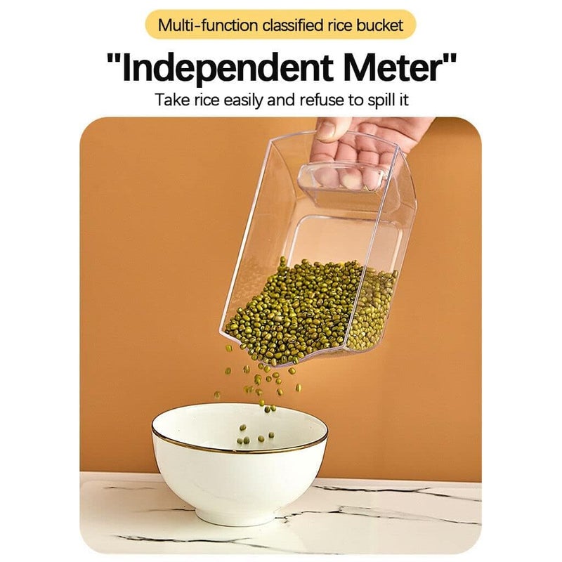 YAGVIZ YAGVIZ 6Grid Round Rice Dispenser Rotating Rice Storage Container Dry Food Storage Box Large Food Dispenser 6Grid Rice Bucket Cereal Dispenser Rice Dispenser OneClick Rice Picking  - Image 3
