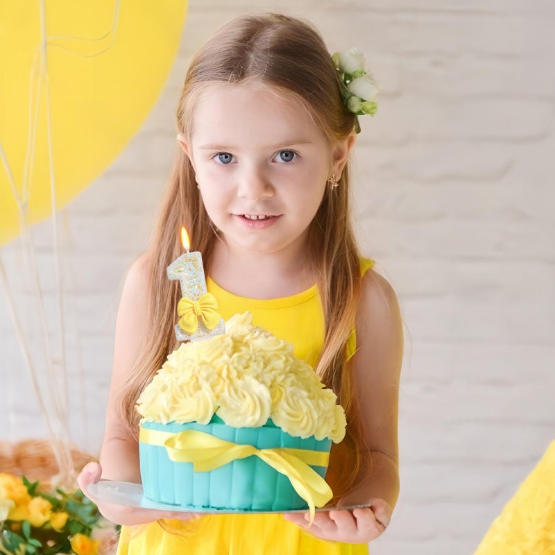 ElekFX Birthday Candle for Cake, Yellow Bow Cake Candles, Cake Topper Decoration for Birthday Party (Number 1) - Image 5