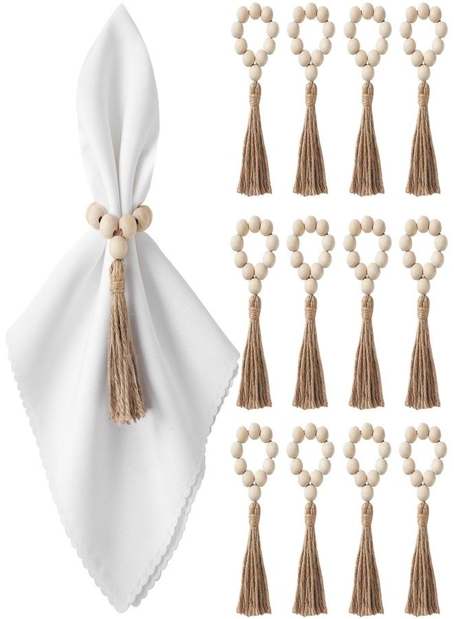 APTWOW Napkin Rings Set of 12, Wooden Napkin Rings, Wood Bead Napkins Rings for Table Decor, Christmas Napkins Rings for Decorations Dinnerware Sets, Spring Banquet, Wedding, Holiday Dinner Party - Image 1