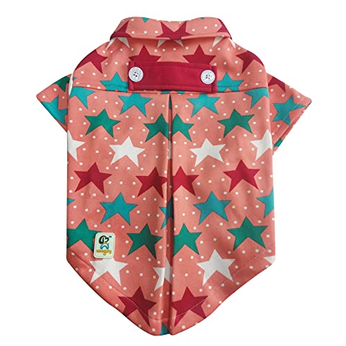 WAGZY Peach Star Theme Printed Warm Winter Polo Sweatshirt Sweater Jacket Coat for Dogs and Cats | Party Festive Winter wear (18" Large) - Image 1