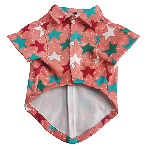 WAGZY Peach Star Theme Printed Warm Winter Polo Sweatshirt Sweater Jacket Coat for Dogs and Cats | Party Festive Winter wear (18" Large) - Image 2