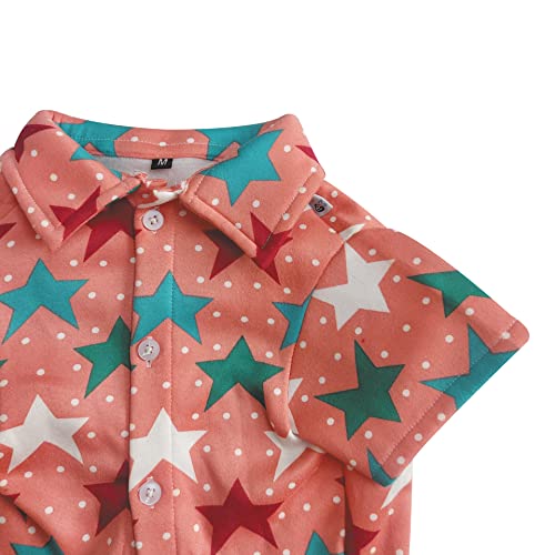 WAGZY Peach Star Theme Printed Warm Winter Polo Sweatshirt Sweater Jacket Coat for Dogs and Cats | Party Festive Winter wear (18" Large) - Image 5