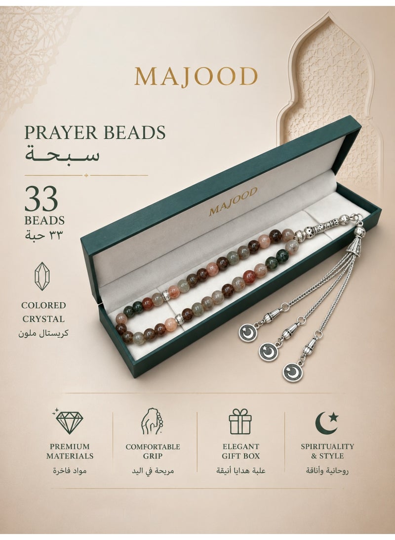 MAJOOD 33 Natural Colored Crystal Prayer Beads/Tasbih/10mm - Image 1
