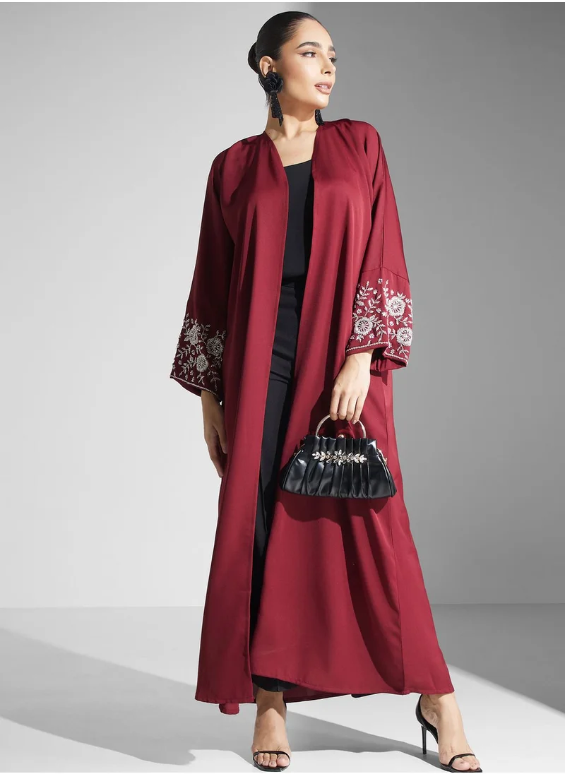 خزانة Embellished Sleeve Abaya With Sheila