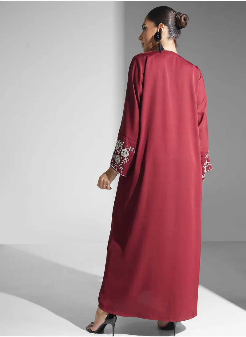 خزانة Embellished Sleeve Abaya With Sheila