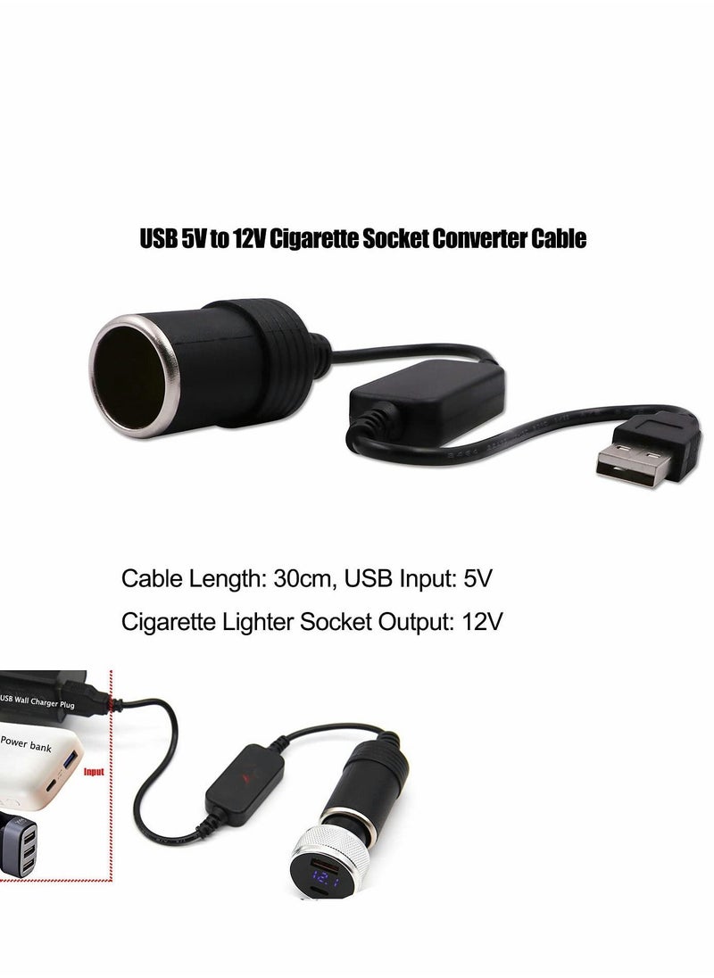 Generic USB to 12V Car Cigarette Lighter Socket, Step-Up Converter Cable Inverter  - Image 2