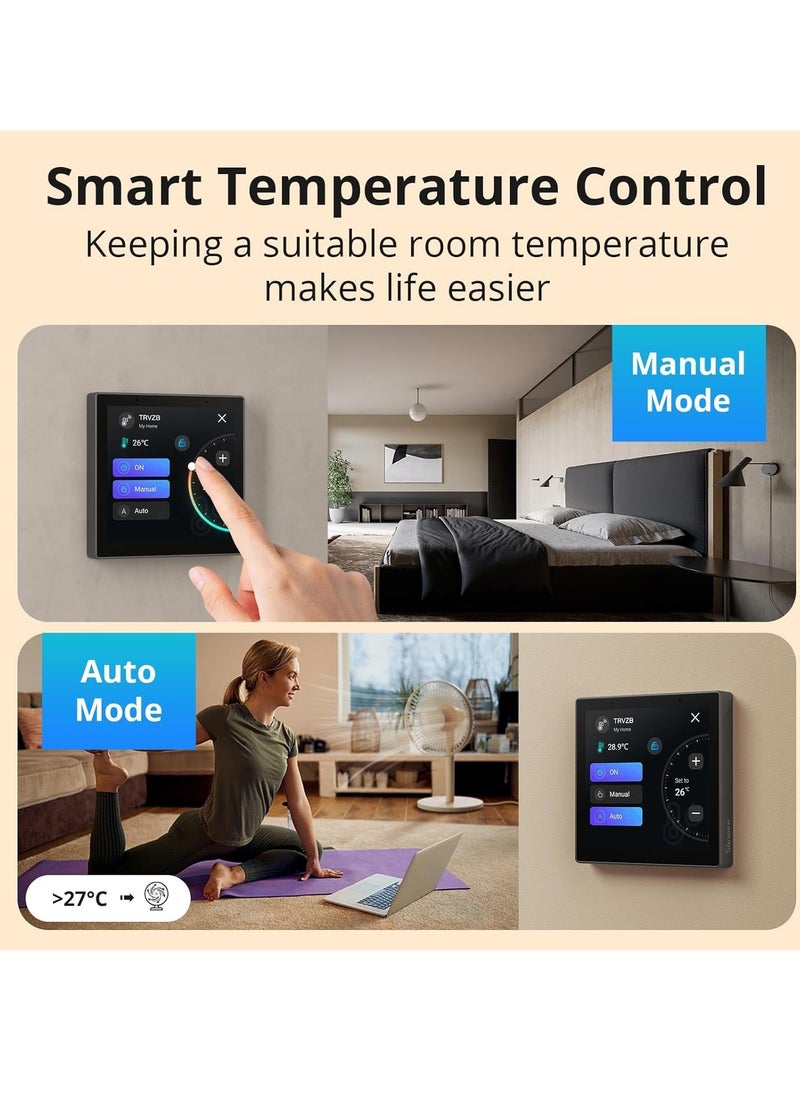 General - Smart Home Control Panel, Integrate Zigbee Gateway with Home Security, with Power Consumption Statistics, Thermostat, Call Intercom, etc. Works with Alexa & Google Home, Black - Image 1