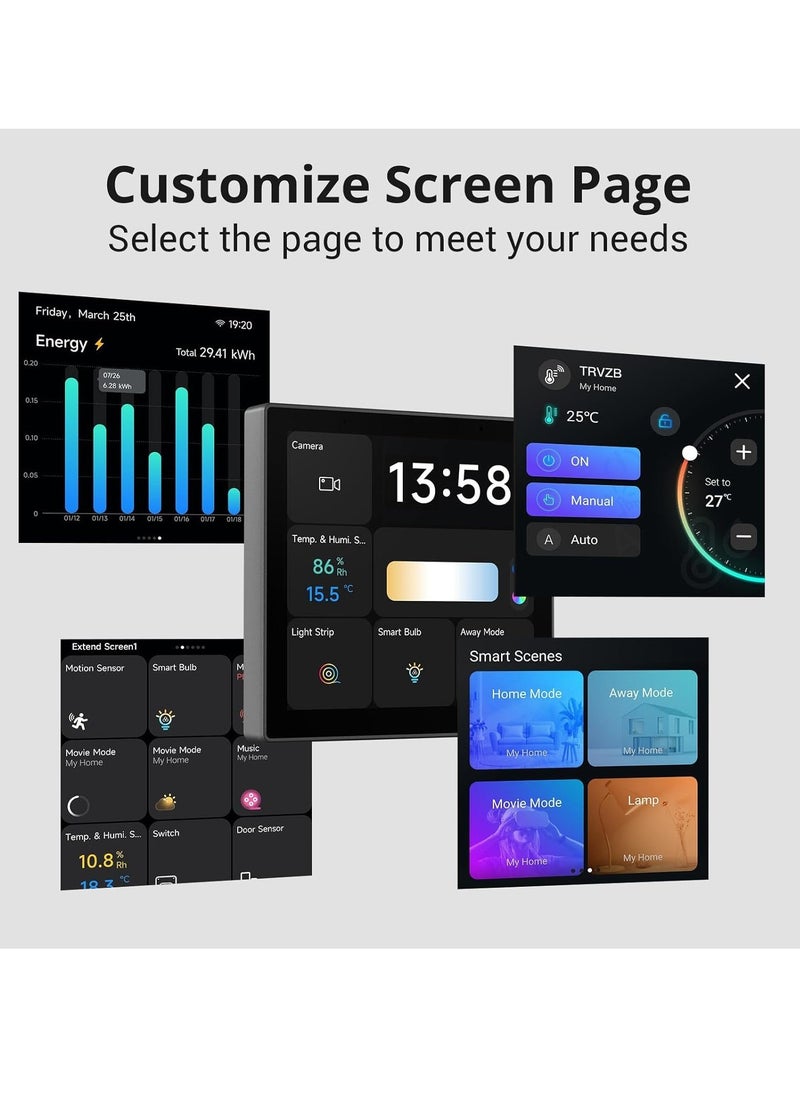 General - Smart Home Control Panel, Integrate Zigbee Gateway with Home Security, with Power Consumption Statistics, Thermostat, Call Intercom, etc. Works with Alexa & Google Home, Black - Image 1