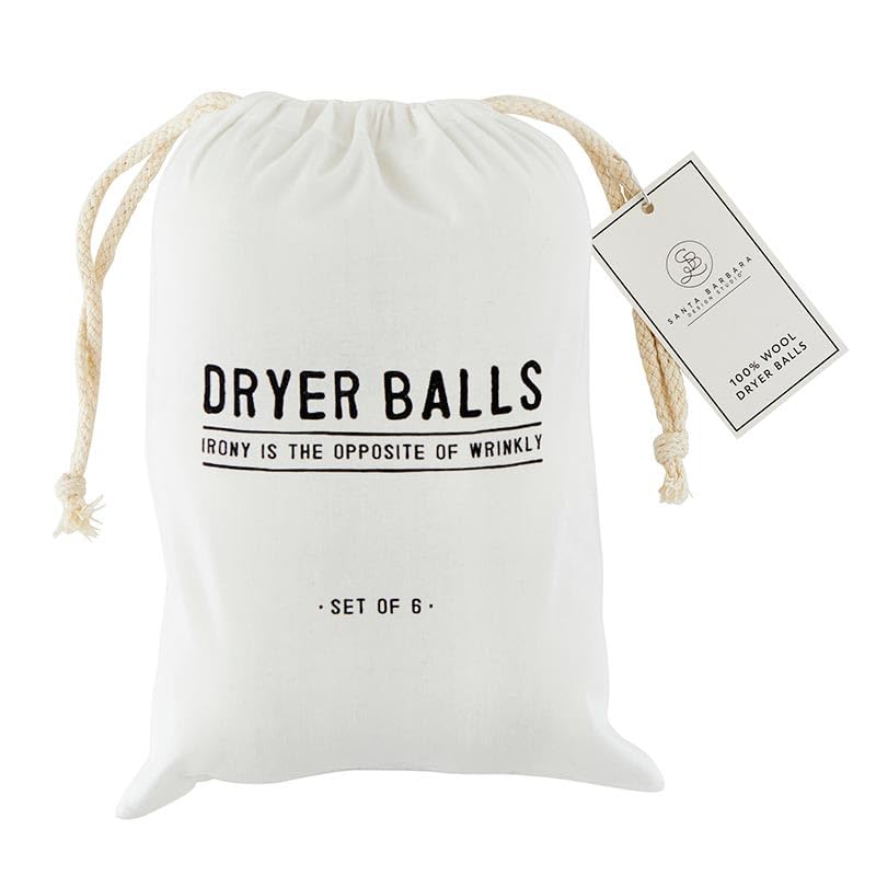 Santa Barbara Design Studio Wool Dryer Balls Natural Fabric Softener Woolly Ball Set in Muslin Storage Bag, 6-Pack, Opposite of Wrinkly - Image 2