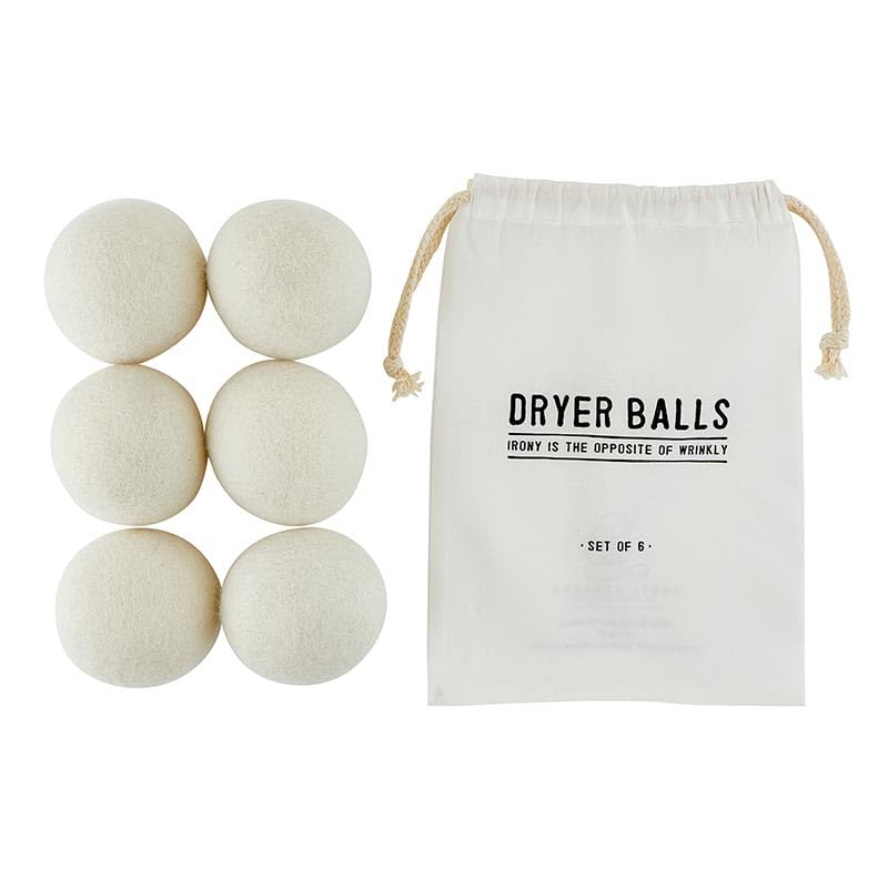 Santa Barbara Design Studio Wool Dryer Balls Natural Fabric Softener Woolly Ball Set in Muslin Storage Bag, 6-Pack, Opposite of Wrinkly - Image 3