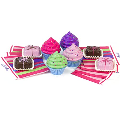 Sophia's Doll-Sized Sprinkled Cupcakes & Petit Fours Dessert Set with 8 Pretend Treats Plus Napkins for 18" Dolls, Multicolor - Image 1