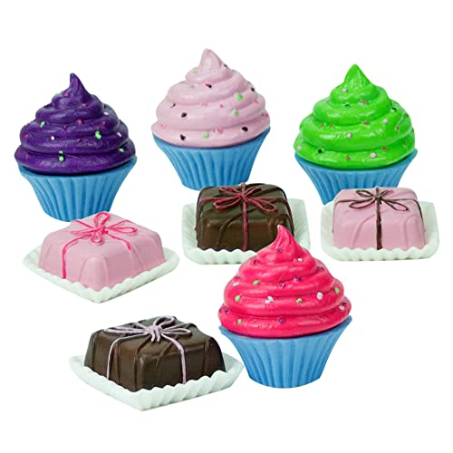 Sophia's Doll-Sized Sprinkled Cupcakes & Petit Fours Dessert Set with 8 Pretend Treats Plus Napkins for 18" Dolls, Multicolor - Image 3