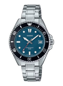 Quartz Analog Blue Dial Stainless Steel Women's Watch MDV-10D-2A1V