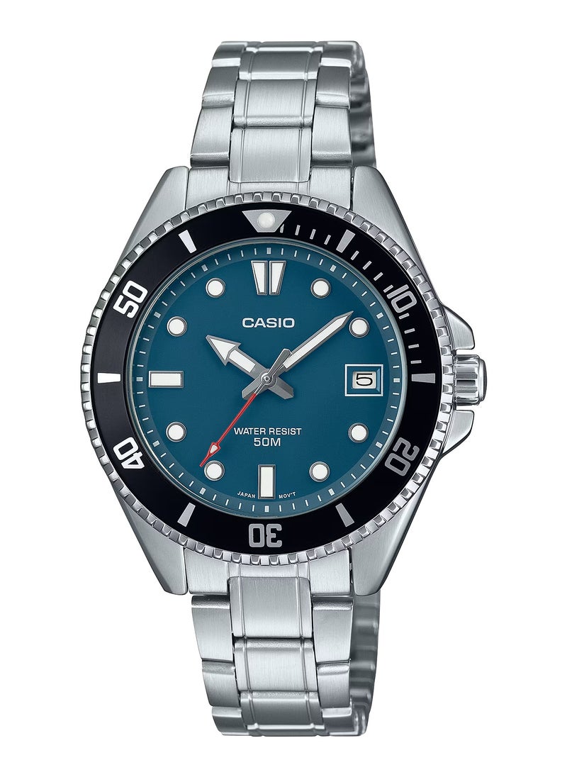 CASIO - Quartz Analog Blue Dial Stainless Steel Women's Watch MDV-10D-2A1V - Image 1
