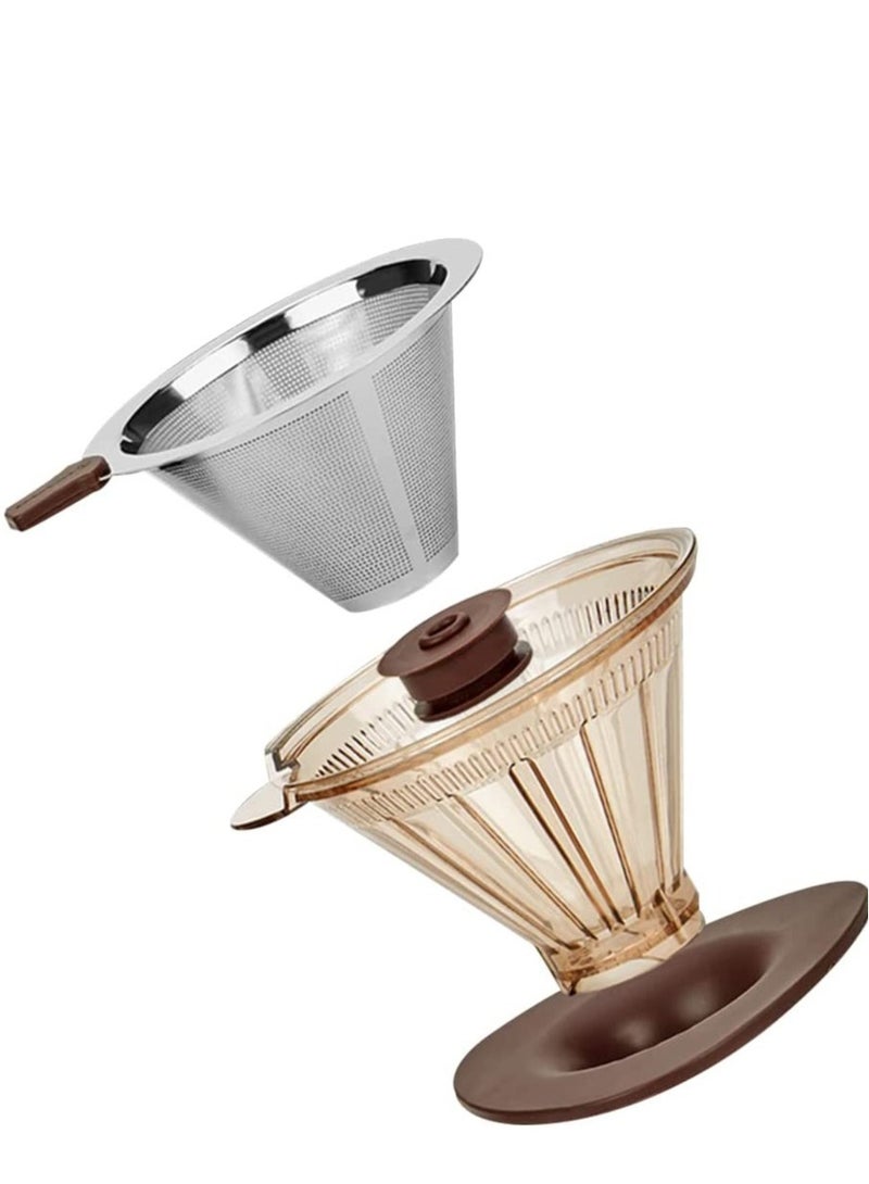 Stainless Steel Pour Over Coffee Dripper - Reusable, Eco-Friendly Coffee Filter for Perfect Single Serve Brews - Ideal for Camping, Travel, and Home Use with Non-Slip Stand - Image 1