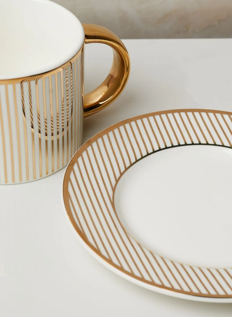 Cristina Re Pinstripe - Ivory Teacup & Saucer