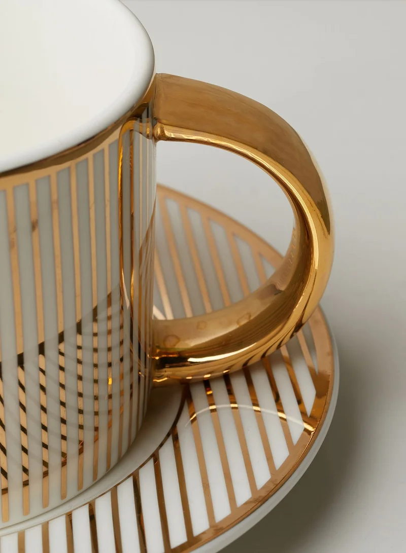 Cristina Re Pinstripe - Ivory Teacup & Saucer
