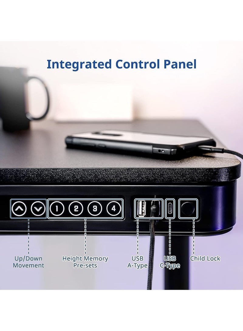 Mahmayi Modern Height Adjustable Electric Standing Desk with USB Charge Home, Office and Living Room Computer Workstation Desk - Black - Image 3
