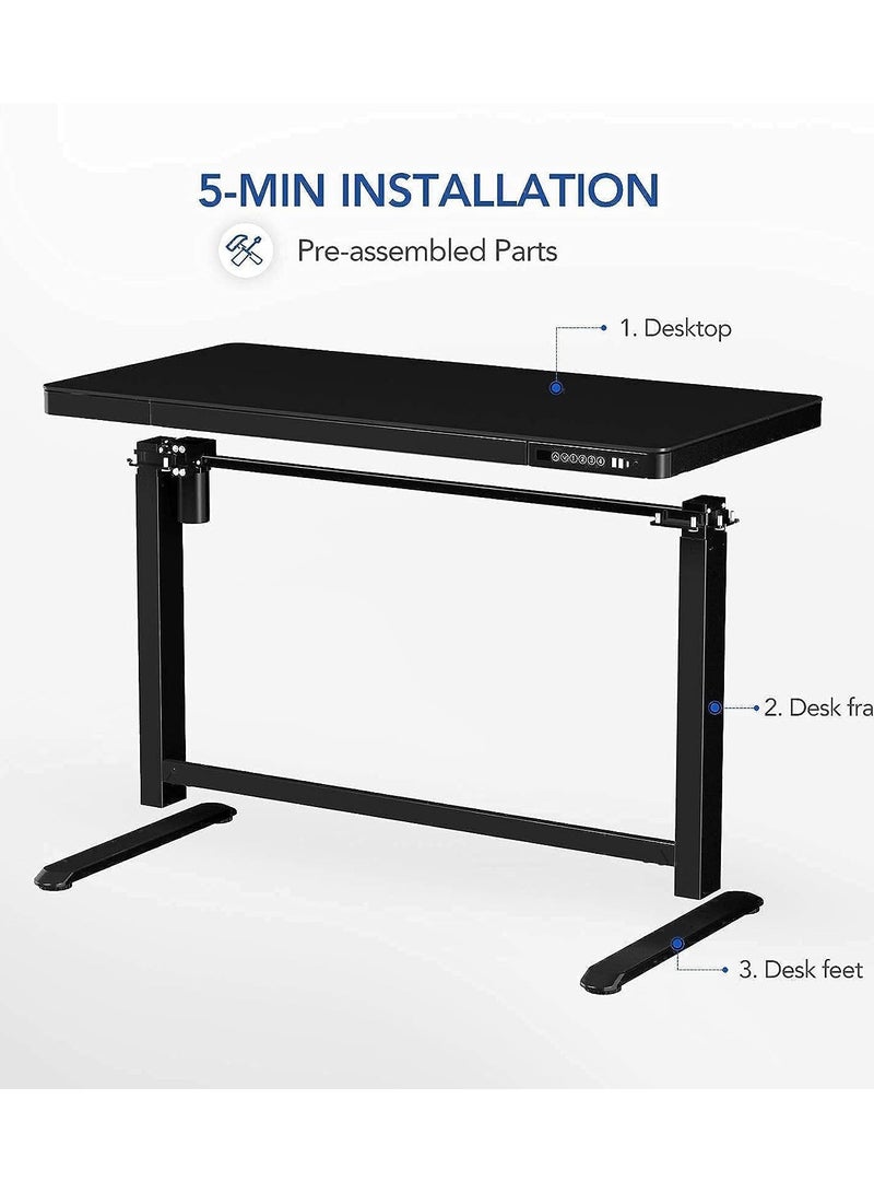 Mahmayi Modern Height Adjustable Electric Standing Desk with USB Charge Home, Office and Living Room Computer Workstation Desk - Black - Image 5