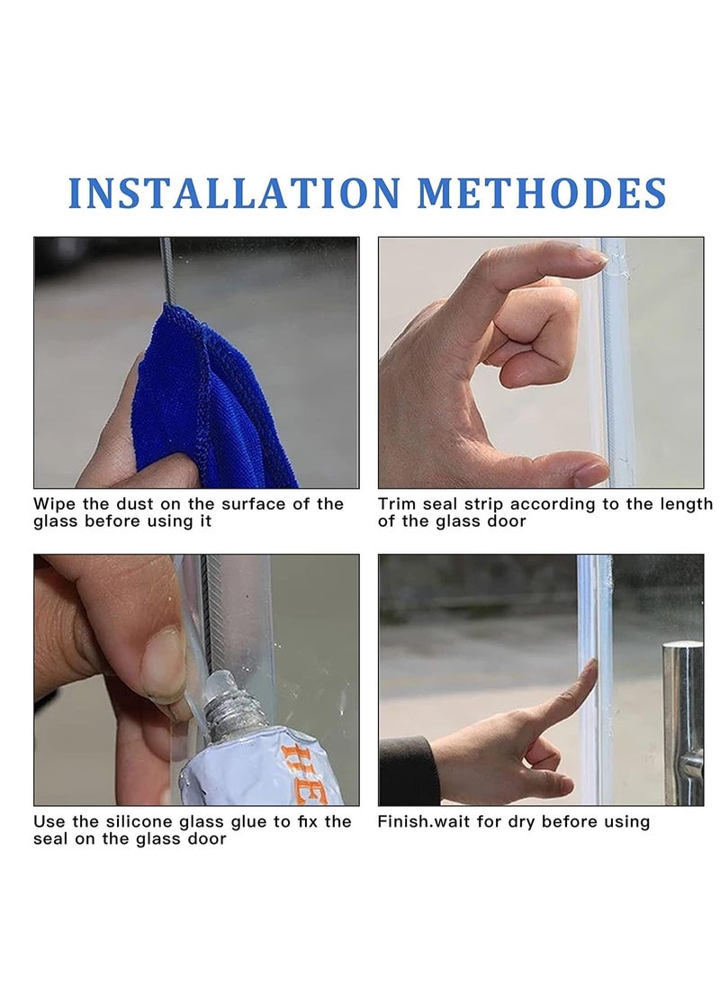 RACO Glass Door Seal, Replacement PVC Splash Guard Seal Strip-PVC Silicone Lip Seal for Frame-less Glass (1.1 Meter x 2Pcs)-	Round Lip  - Image 4