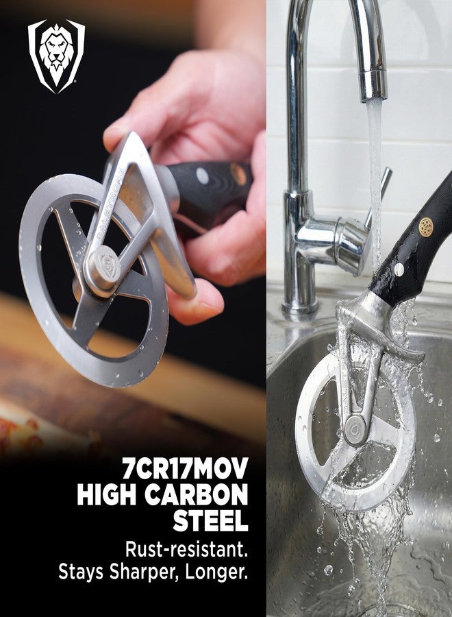 Dalstrong Orbit Razor Pizza Cutter Wheel - 2mm #304 Stainless, Tri-Spoke Rotary, G-10 Handle - For Homemade Pizza, Flatbread, Quesadillas, Pastry & Dough - Thumb Guard + Sheath Included - Image 3