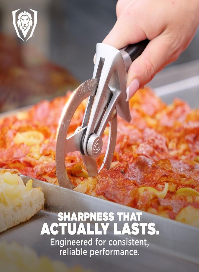 Dalstrong Orbit Razor Pizza Cutter Wheel - 2mm #304 Stainless, Tri-Spoke Rotary, G-10 Handle - For Homemade Pizza, Flatbread, Quesadillas, Pastry & Dough - Thumb Guard + Sheath Included - Image 2