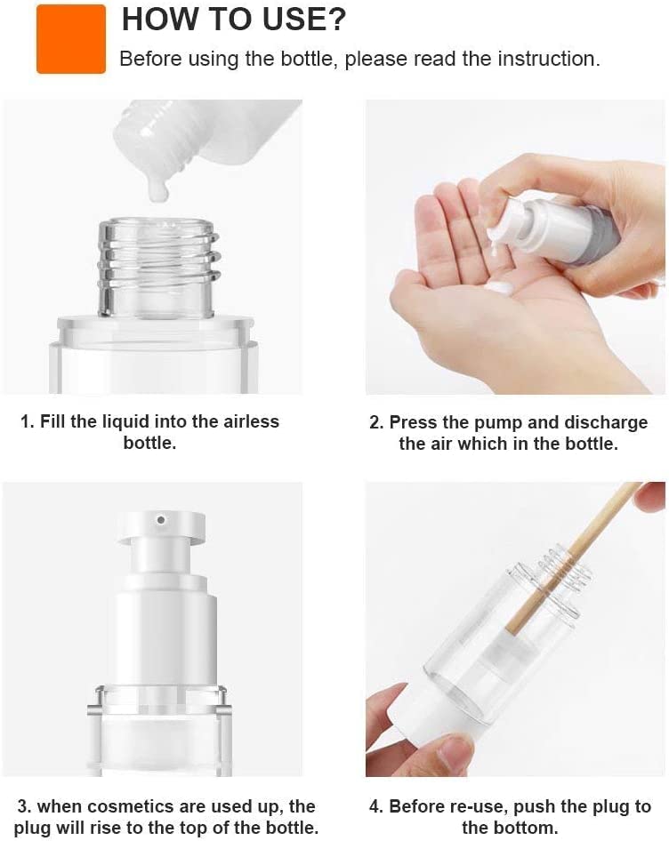 Swabs 100 ml Empty Clear Airless Cosmetic Cream Pump Bottle Travel Size Dispenser Refillable ContainersFoundation Travel Pump Bottle for Shampoo Pack of 2 - Image 3