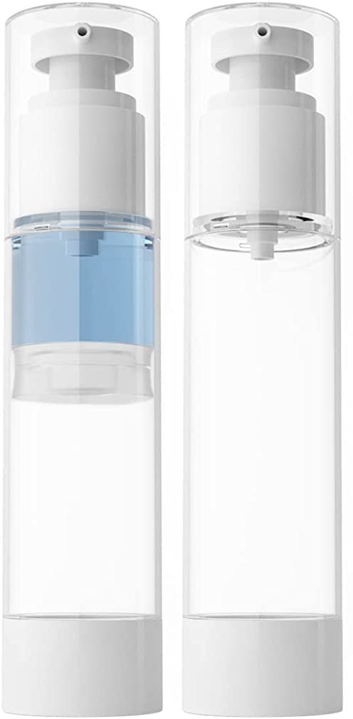 Swabs 100 ml Empty Clear Airless Cosmetic Cream Pump Bottle Travel Size Dispenser Refillable ContainersFoundation Travel Pump Bottle for Shampoo Pack of 2 - Image 1