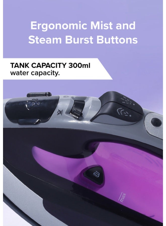 Clikon Steam Iron 2400W 2400 W CK4117 Grey/Silver/Purple - Image 5