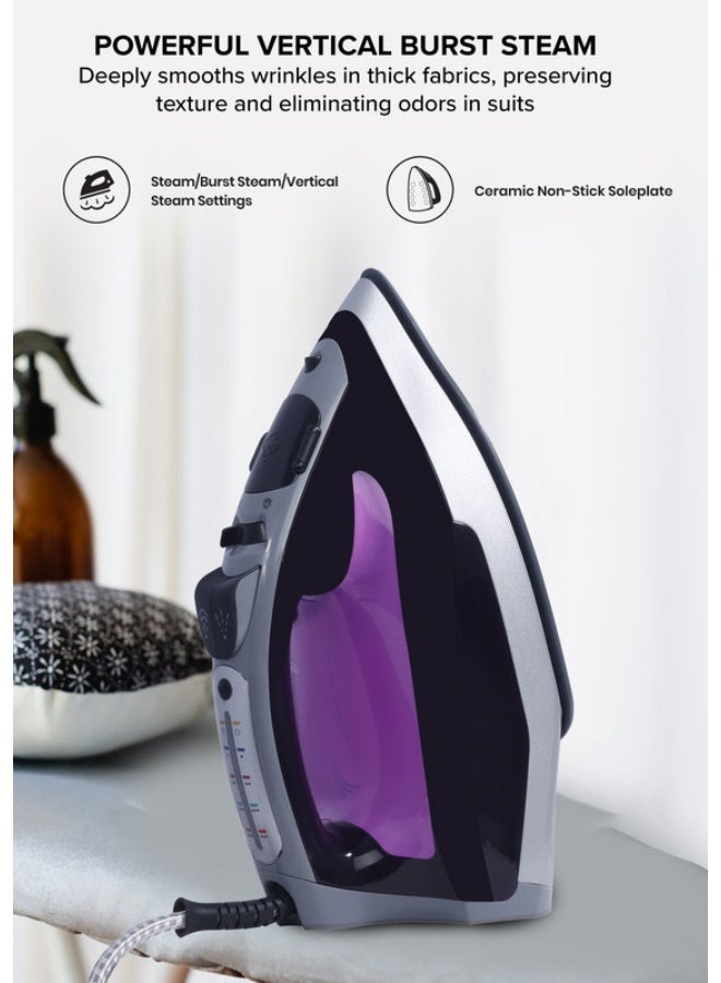 Clikon Steam Iron 2400W 2400 W CK4117 Grey/Silver/Purple - Image 2
