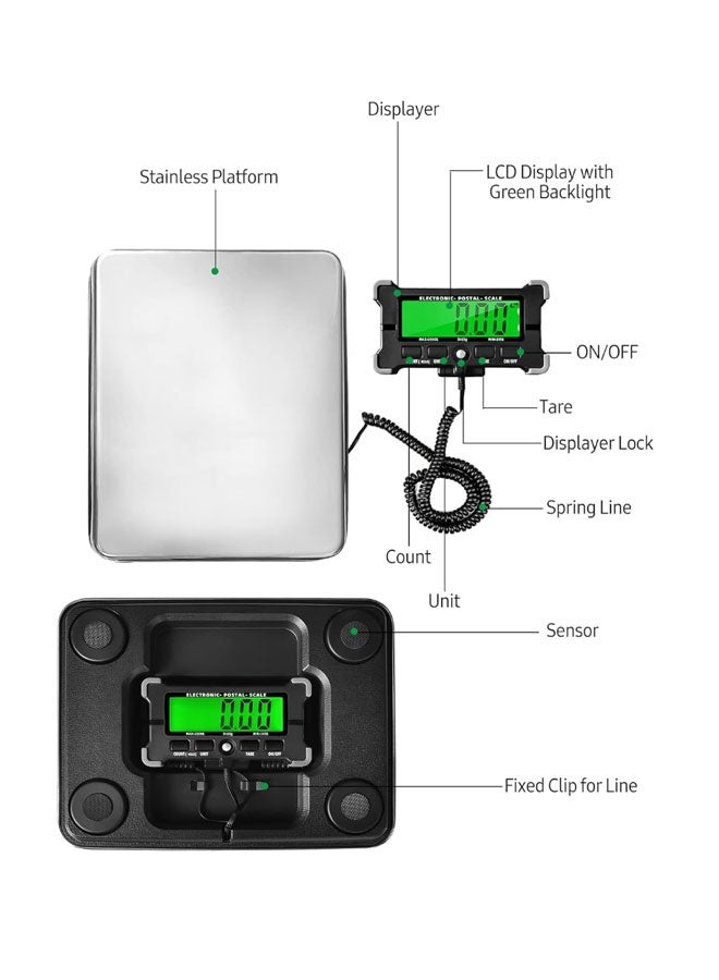 Generic Postal Scale,Laundry Scale,with Durable Stainless Steel Large Platform 0.05kg Precision Integrated with LCD Backlight Display Shipping Scales with Auto off/Data Hold/Tare/Count  - Image 4