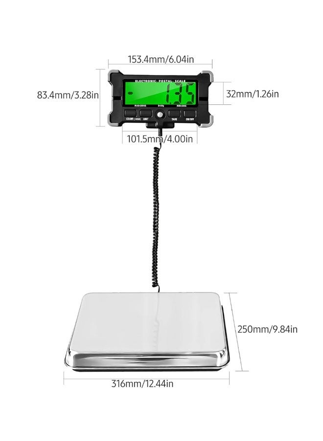 Generic Postal Scale,Laundry Scale,with Durable Stainless Steel Large Platform 0.05kg Precision Integrated with LCD Backlight Display Shipping Scales with Auto off/Data Hold/Tare/Count  - Image 3