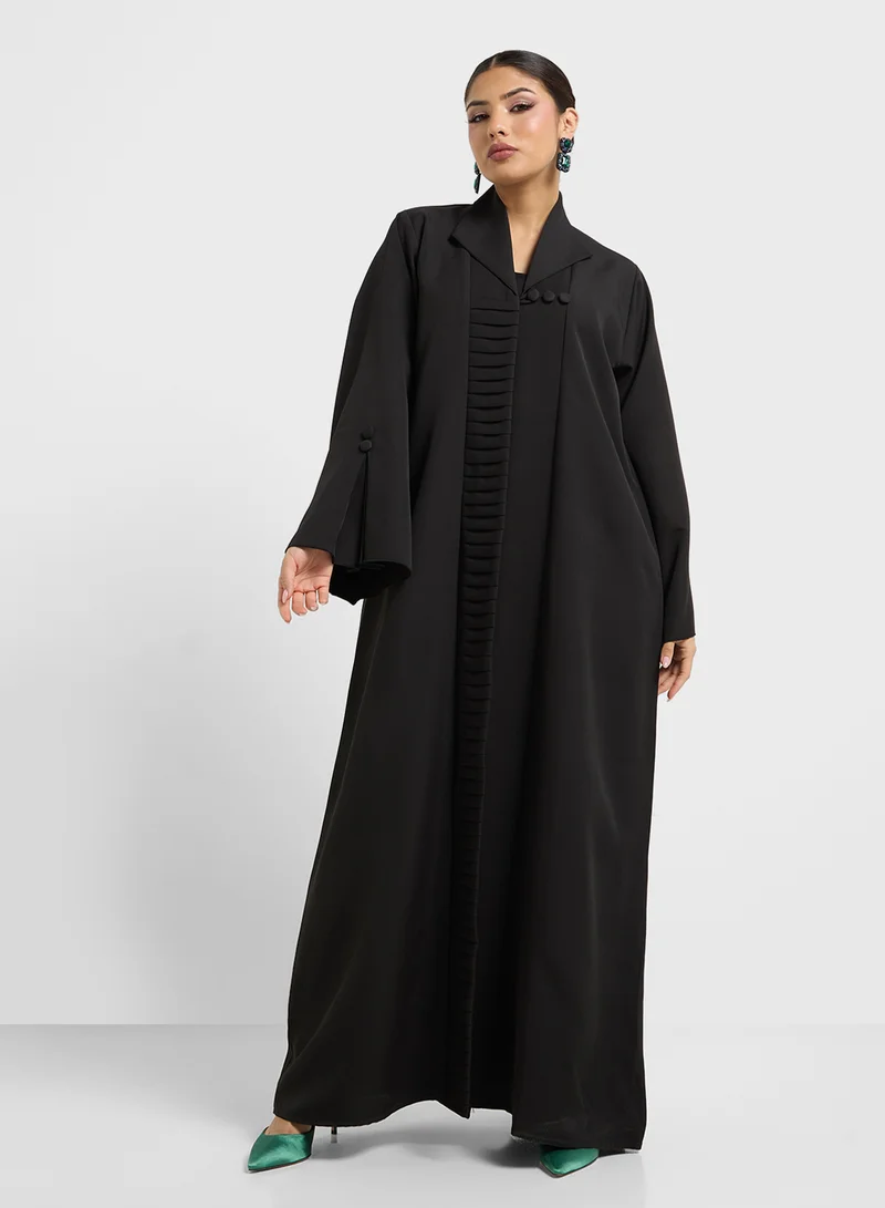 hayas closet V-Neck Pleated Abaya