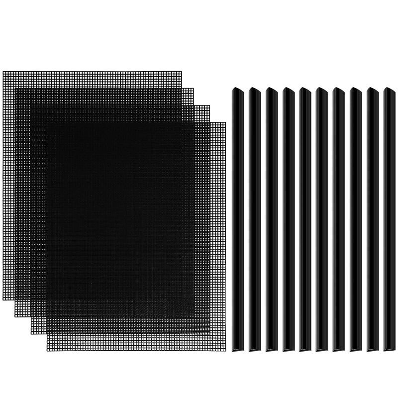 4 Pieces Plastic Mesh Sheets for Embroidery Black Fish Tank Divider Screen Craft Mesh 10 Pieces Binding Bars Sliding Bars for Embroidery Crafting Knit and Crochet Projects