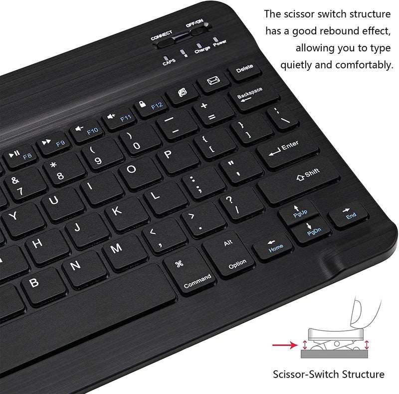YOOJ ® 10-inch Ultra-Thin Bluetooth Keyboard, Portable Mini Wireless Keyboard, Rechargeable, Compatible with iPad Tablets, Smartphones, and All iOS/Windows/Android Devices (Black) - Image 4