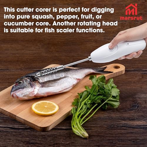 Marsrut Zucchini Corer Electric Vegetable Core Remover with 2 Cutter Heads, Cordless Portable Machine Scraper, Stainless Steel Rechargeable Kitchen Drill for Jalapeno Veggie Fruit Digging Scraping Fish Scale - Image 4