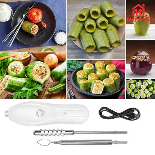 Marsrut Zucchini Corer Electric Vegetable Core Remover with 2 Cutter Heads, Cordless Portable Machine Scraper, Stainless Steel Rechargeable Kitchen Drill for Jalapeno Veggie Fruit Digging Scraping Fish Scale - Image 5