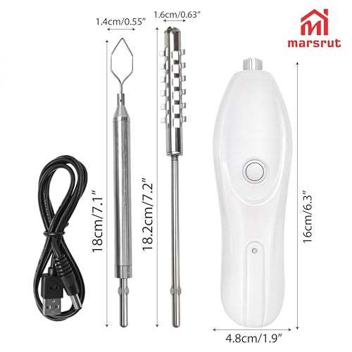 Marsrut Zucchini Corer Electric Vegetable Core Remover with 2 Cutter Heads, Cordless Portable Machine Scraper, Stainless Steel Rechargeable Kitchen Drill for Jalapeno Veggie Fruit Digging Scraping Fish Scale - Image 2