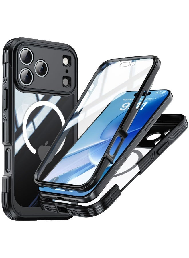 Magnetic Case for iPhone 17 pro max , Compatible with Magsafe, Built-in 9H Tempered Glass Screen Protector & Upgraded Camera Protection, Full-Body Plating Shockproof Phone Case - Image 1