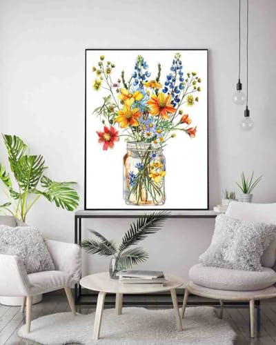 DYAIANGMU Stamping Cross Stitch Kit,Flower Cross Stitch Kit for Adult Beginners, Full Line DIY Cross Stitch Stitching Kit for Home Decor Cross Stitch Patterns 15.7x11.8 inches - Image 3