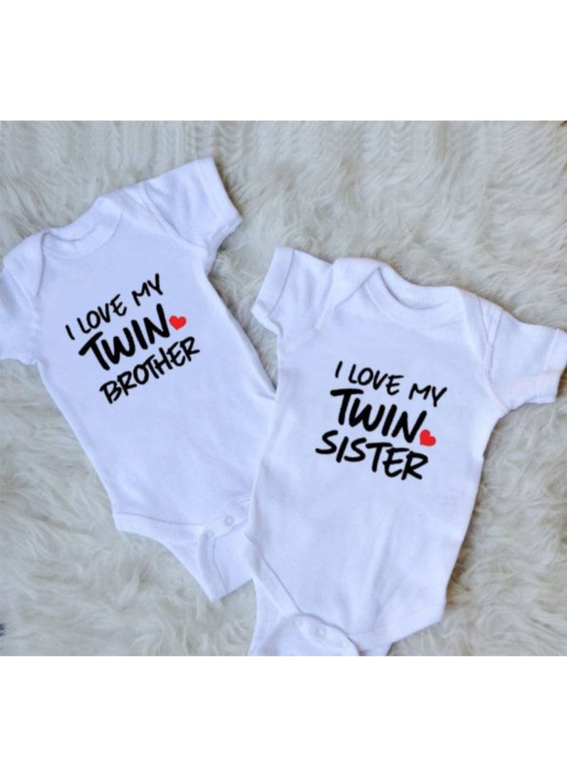 Matching Family Outfits I Love My Twin Brother or Sister Printed Romper  - Image 4