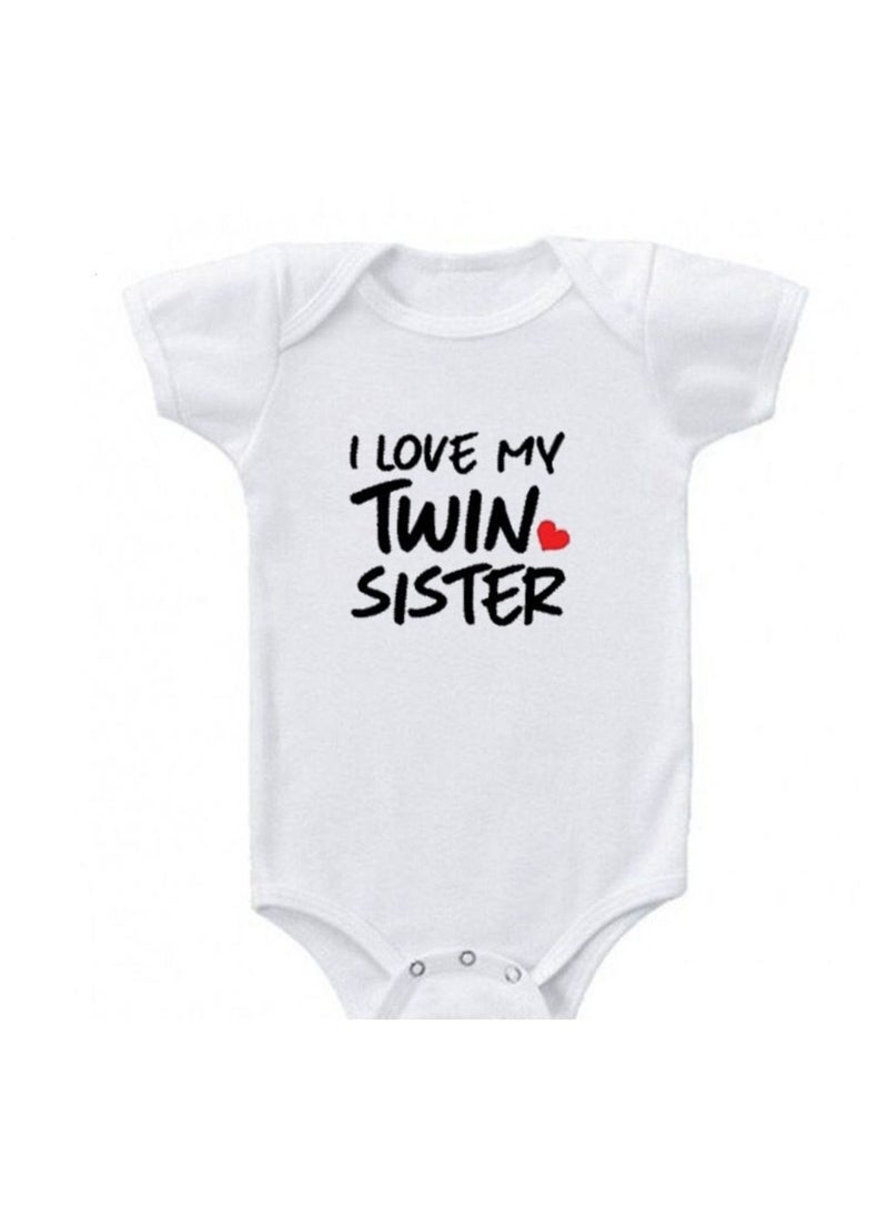 Matching Family Outfits I Love My Twin Brother or Sister Printed Romper  - Image 2