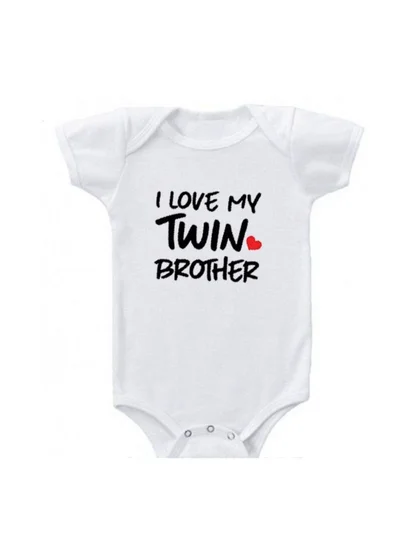 Matching Family Outfits I Love My Twin Brother or Sister Printed Romper